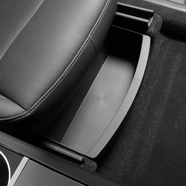 Organisateur De Rangement Sous Siège Pour Tesla Model Y 2025 (Juniper) - Boîte Cachée TPE Noir - 38x21x11cm