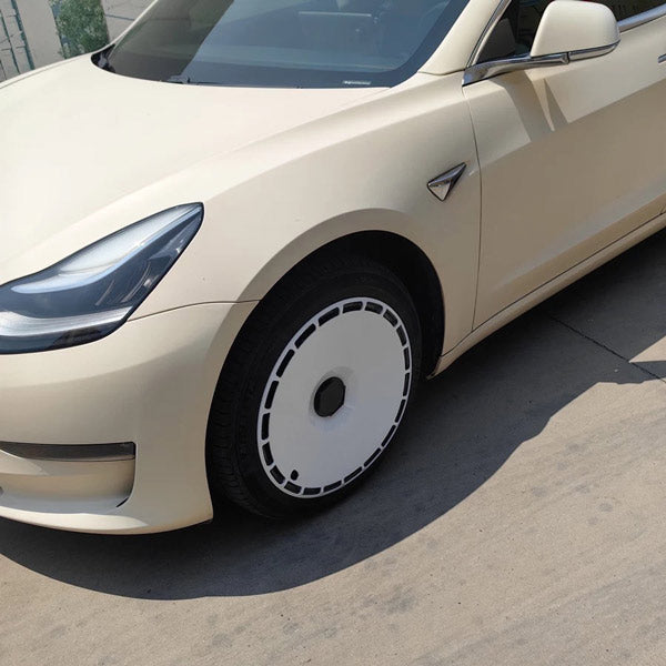 Autocollant Central Pour Enjoliveurs Tesla Model 3 / Model Y - Noir Et Blanc - Neuf