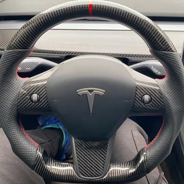 Couvre-volant Tesla Alcantara pour Model 3/Y (2017-2023) - Noir anthracite