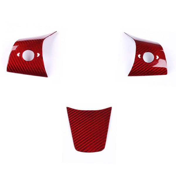 Housse de volant antidérapant fibre de carbone rouge/marron/rouge pour Tesla  mo